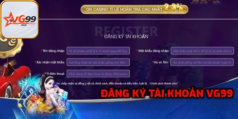 Đăng ký tài khoản cá nhân trên VG99 đơn giản, nhanh chóng